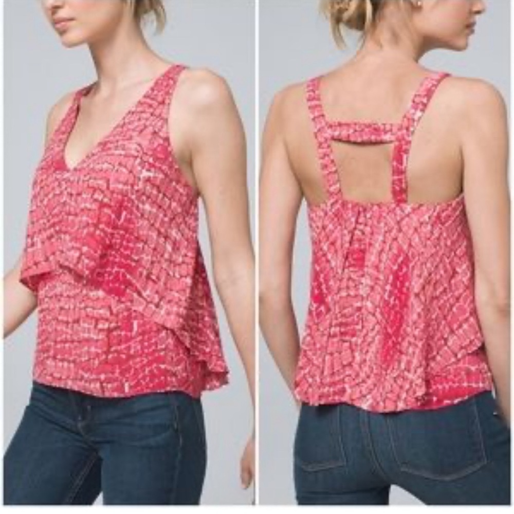 Summer high low style two layer sleeveless top blouse.